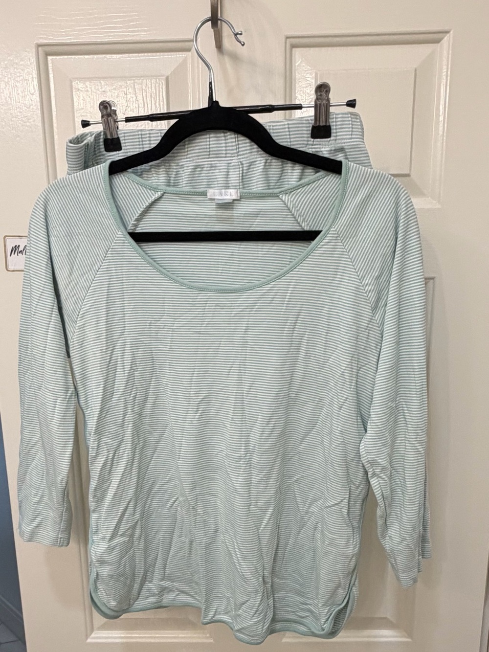 Light Mint Striped Women's Pajama Top and Shorts